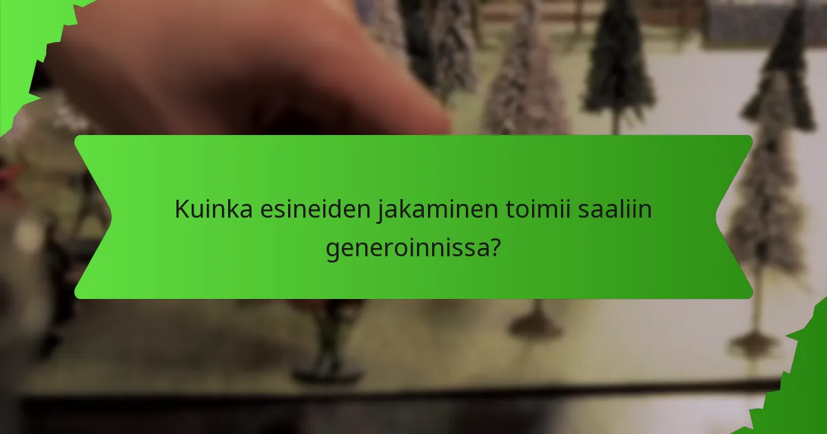 Kuinka esineiden jakaminen toimii saaliin generoinnissa?
