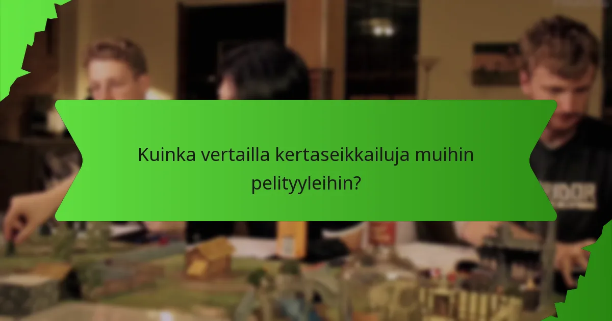 Kuinka vertailla kertaseikkailuja muihin pelityyleihin?