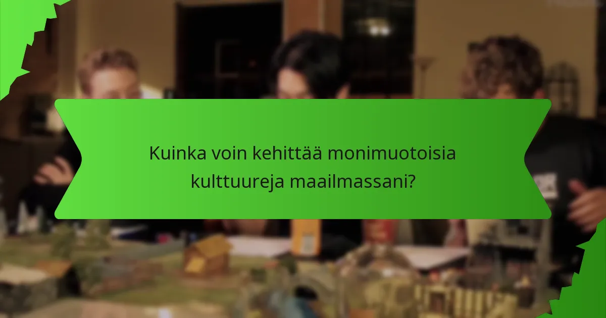 Kuinka voin kehittää monimuotoisia kulttuureja maailmassani?