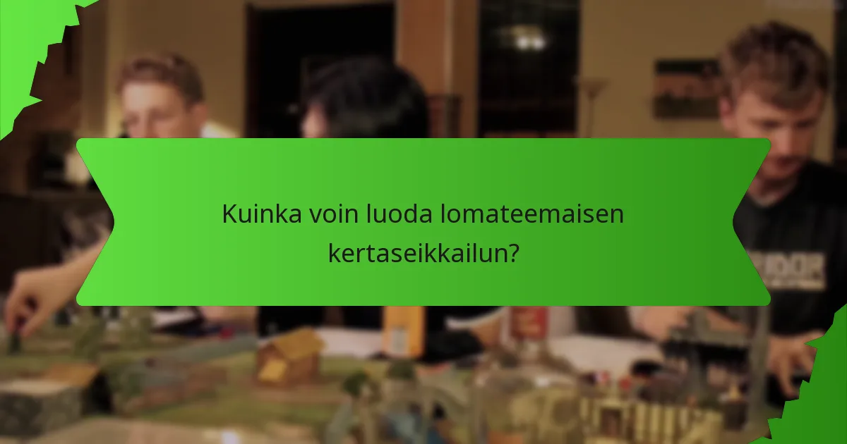 Kuinka voin luoda lomateemaisen kertaseikkailun?