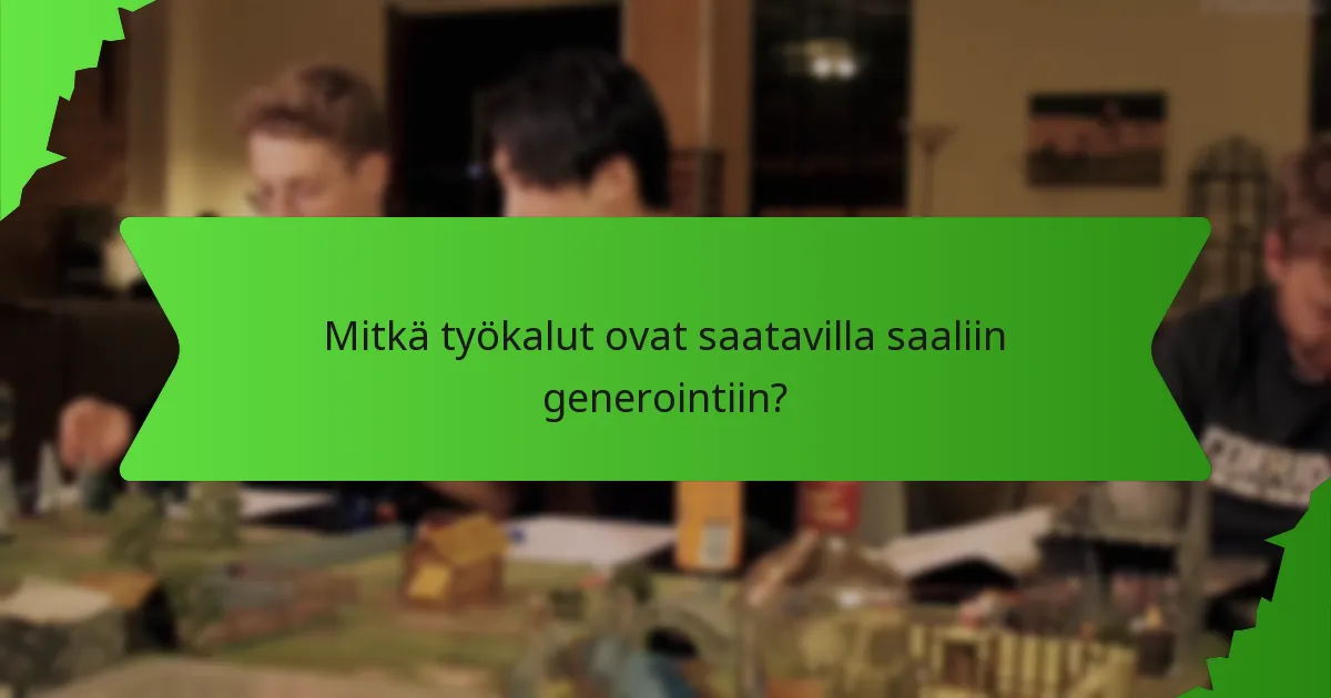 Mitkä työkalut ovat saatavilla saaliin generointiin?